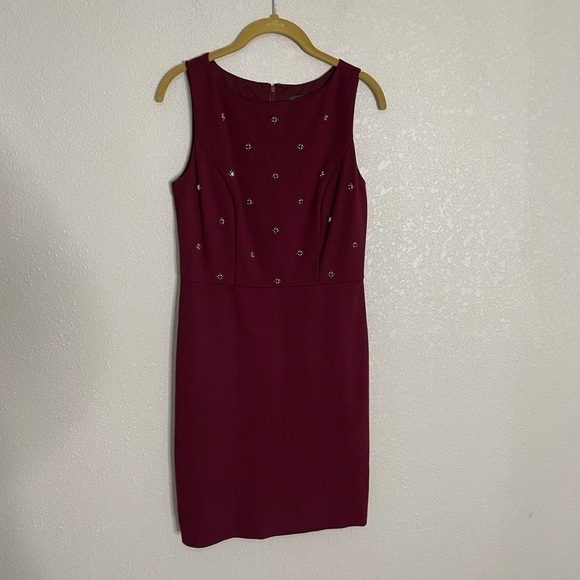Ann Taylor Burgundy Purple Beaded Bodice Sleeveless Dress 2 - Picture 8 of 8